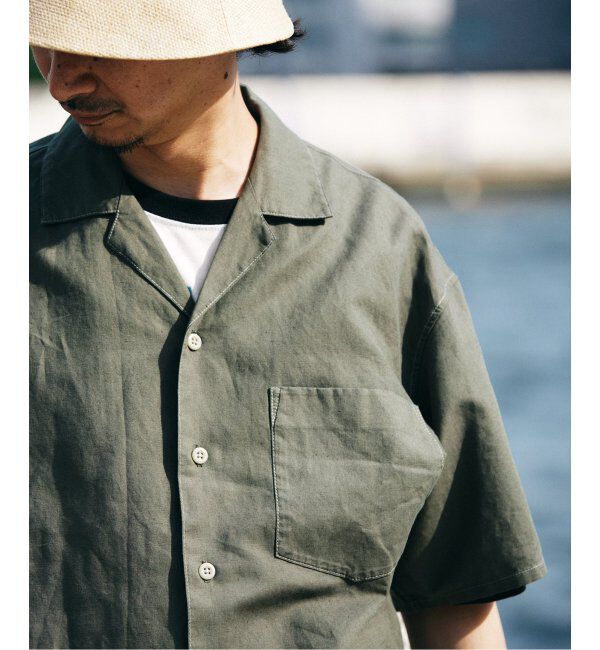 JOURNAL STANDARD relume「ヨーロピアンフラックス ガーメントダイ オープンカラーシャツ」|シャツ・ブラウス|カーキ