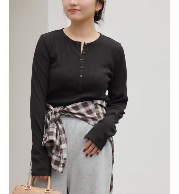 JOURNAL STANDARD relume「ソフトテレコヘンリープルオーバー」|Tシャツ・カットソー|ブラック