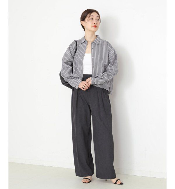 journal standard L'essage「CPムジ/ストライプ刺しゅうショートシャツ」|シャツ・ブラウス|