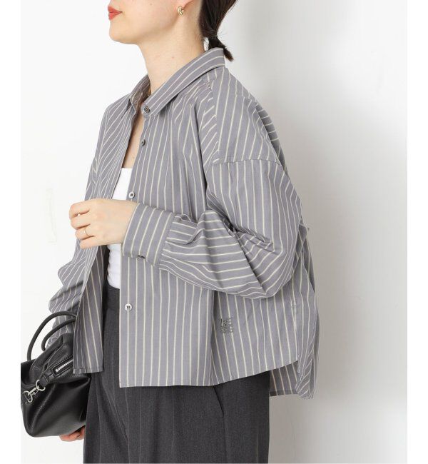 journal standard L'essage「CPムジ/ストライプ刺しゅうショートシャツ」|シャツ・ブラウス|