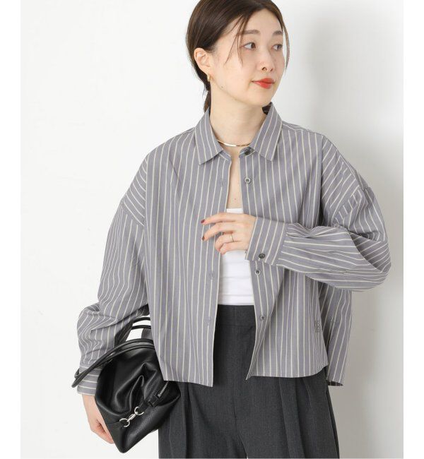 journal standard L'essage「CPムジ/ストライプ刺しゅうショートシャツ」|シャツ・ブラウス|