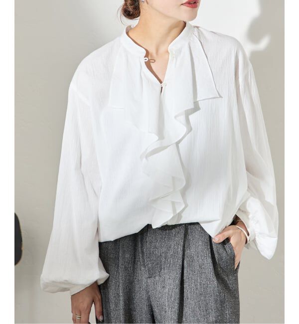 JOURNAL STANDARD「ボイルストライプフリルブラウス」|シャツ・ブラウス|