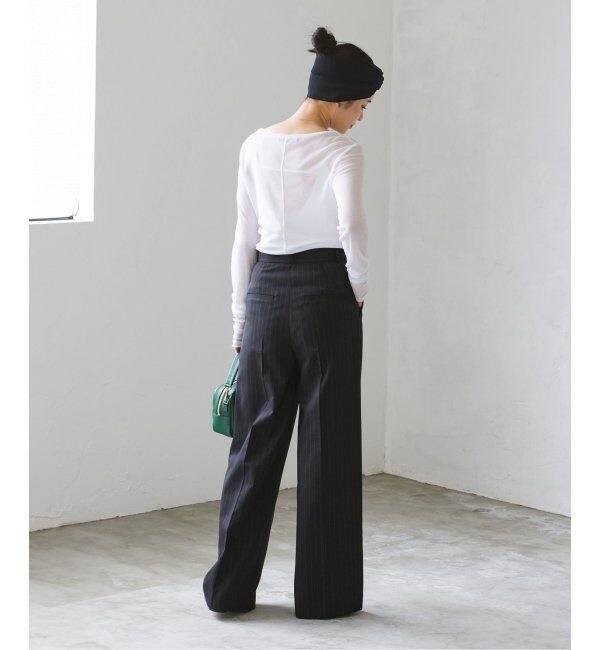 NOBLE「【洗える】ストライプツイルストレッチスラックスパンツ」|スラックス|