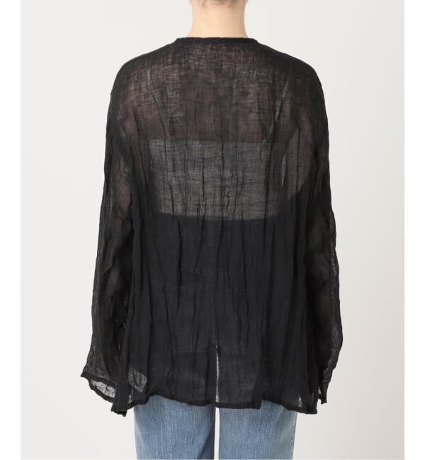 FRAMeWORK「LINENクレープヘンリーネックブラウス」|シャツ・ブラウス|