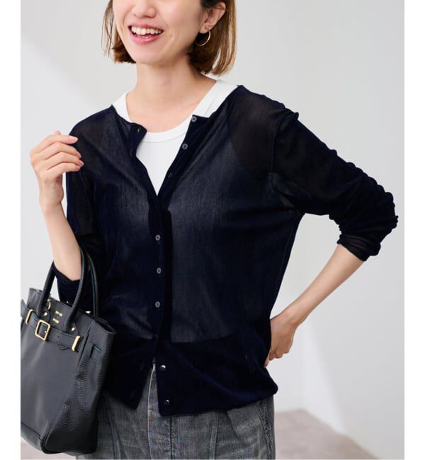 FRAMeWORK「≪追加 / 新色≫チュールフロッキーカーディガン」|カーディガン|ネイビー