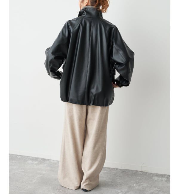 Spick and Span「フェイクレザースタンドカラーブルゾン」|ライダースジャケット|