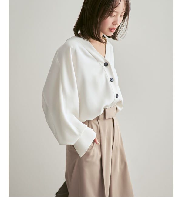 NOBLE「《追加予約・WEB限定カラー》エステルダブルクロスカーデブラウス」|シャツ・ブラウス|