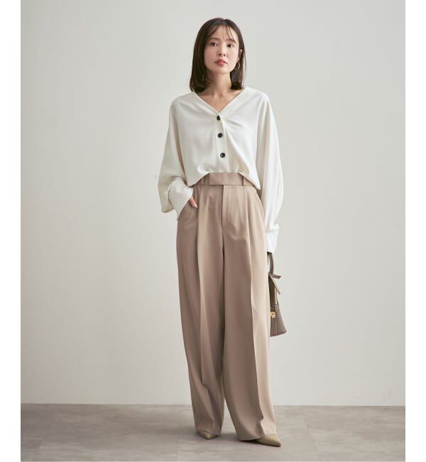 NOBLE「《追加予約・WEB限定カラー》エステルダブルクロスカーデブラウス」|シャツ・ブラウス|