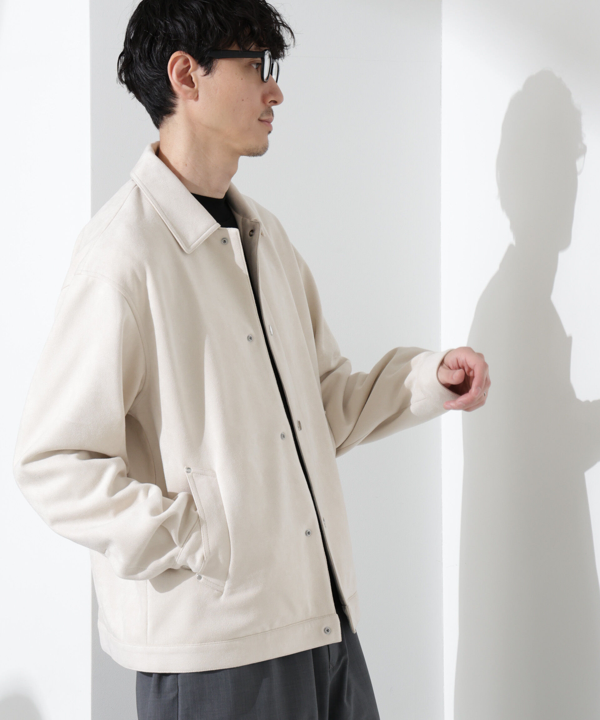 nano･universe「フェイクスエードシャツブルゾン」|ブルゾン・スタジャン|
