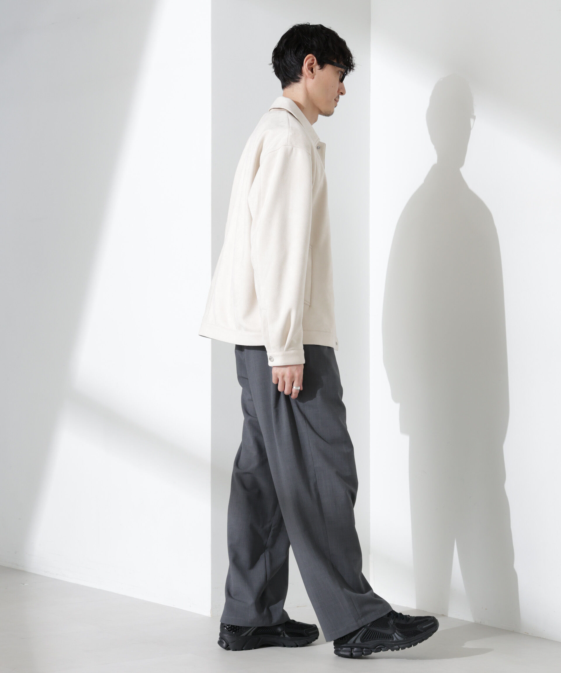 nano･universe「フェイクスエードシャツブルゾン」|ブルゾン・スタジャン|