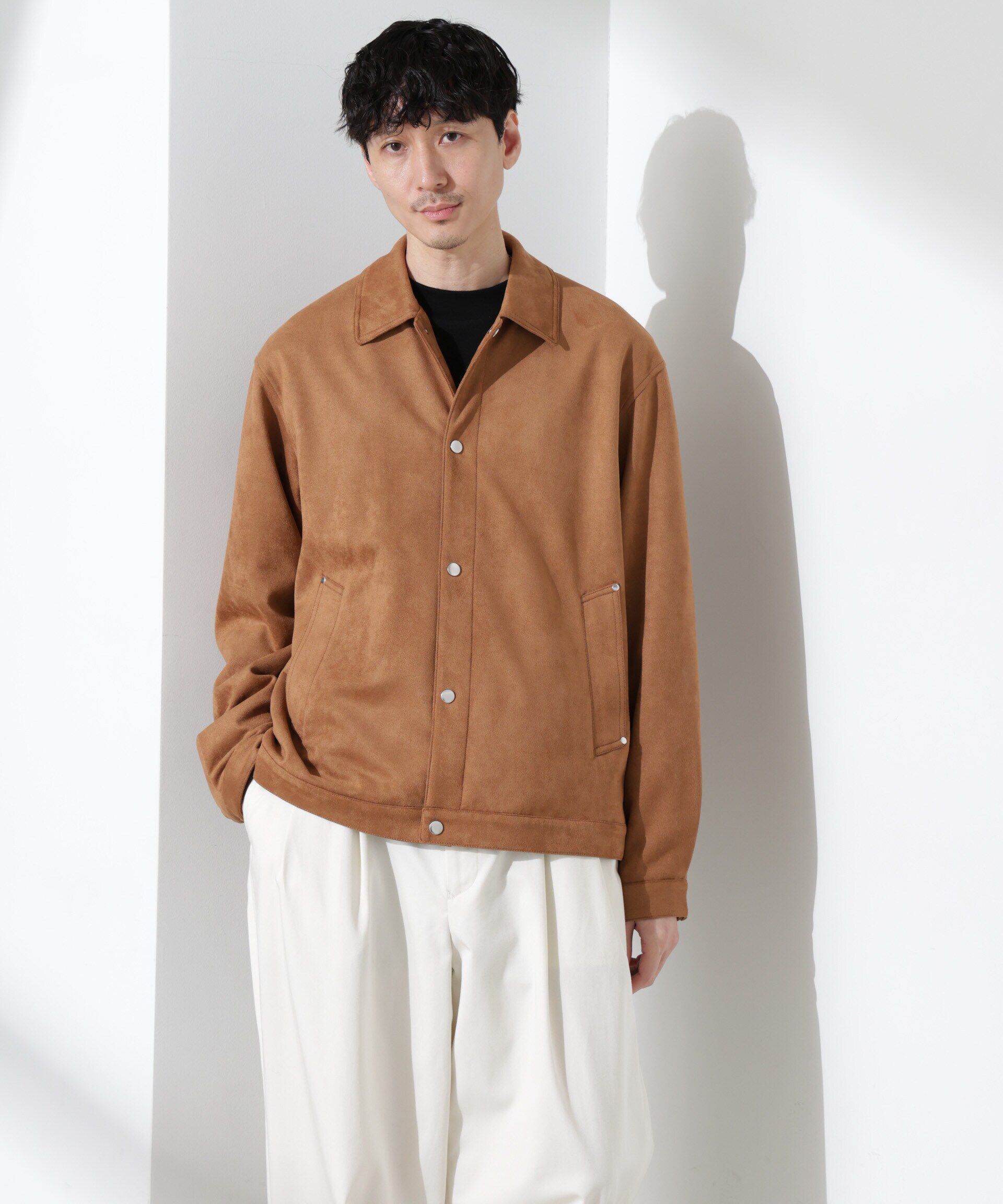 nano･universe「フェイクスエードシャツブルゾン」|ブルゾン・スタジャン|キャメル4