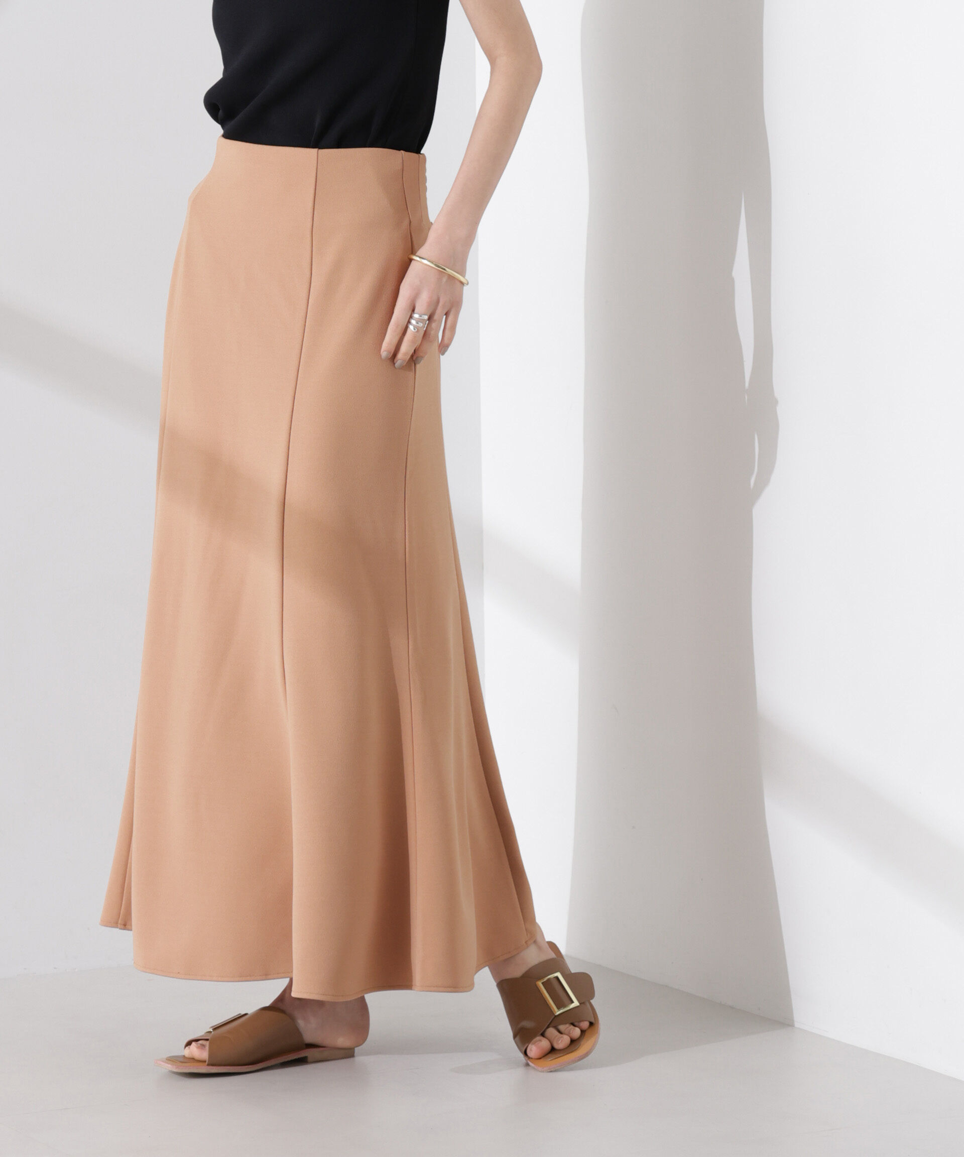 nano･universe「カットジョーゼットフレアスカート（セットアップ可）」|スカート|キャメル4