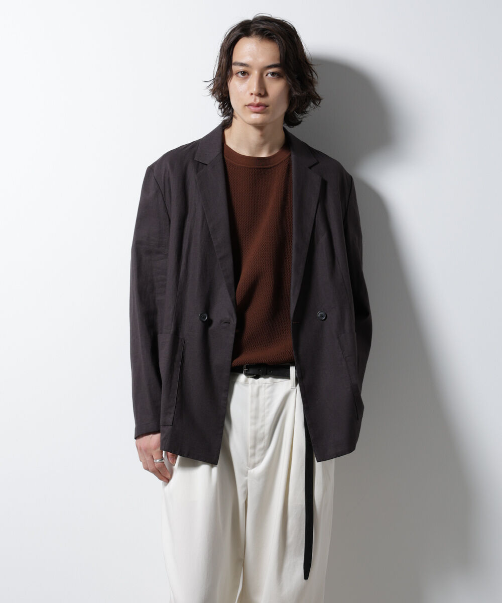 nano･universe「「BELGIUM LINEN FABRICS」リネンコットンダブルジャケット(セットアップ可)」|テーラードジャケット|
