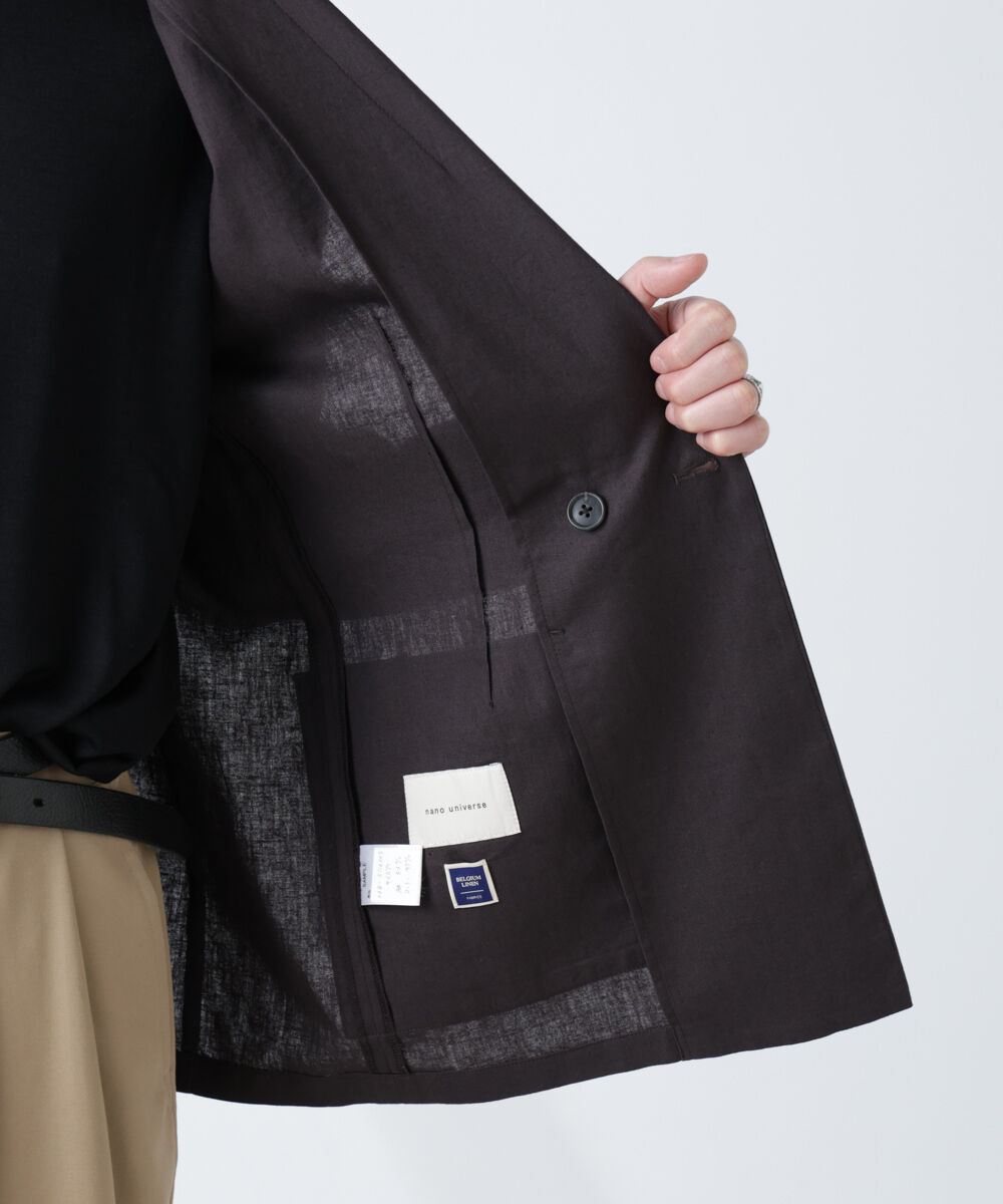 nano･universe「「BELGIUM LINEN FABRICS」リネンコットンダブルジャケット(セットアップ可)」|テーラードジャケット|