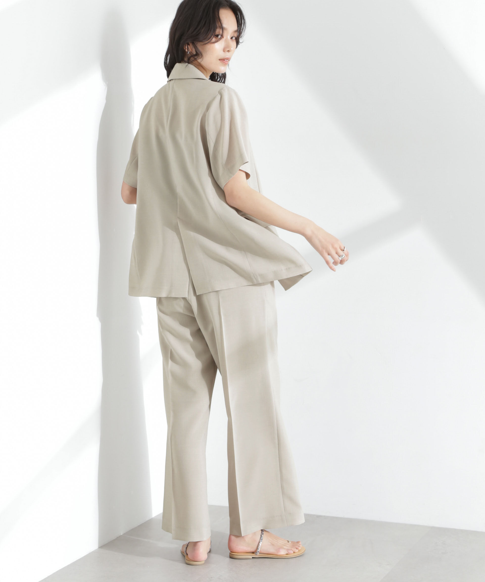 nano･universe「メランジドライ 半袖テーラードジャケット(セットアップ可)」|テーラードジャケット|