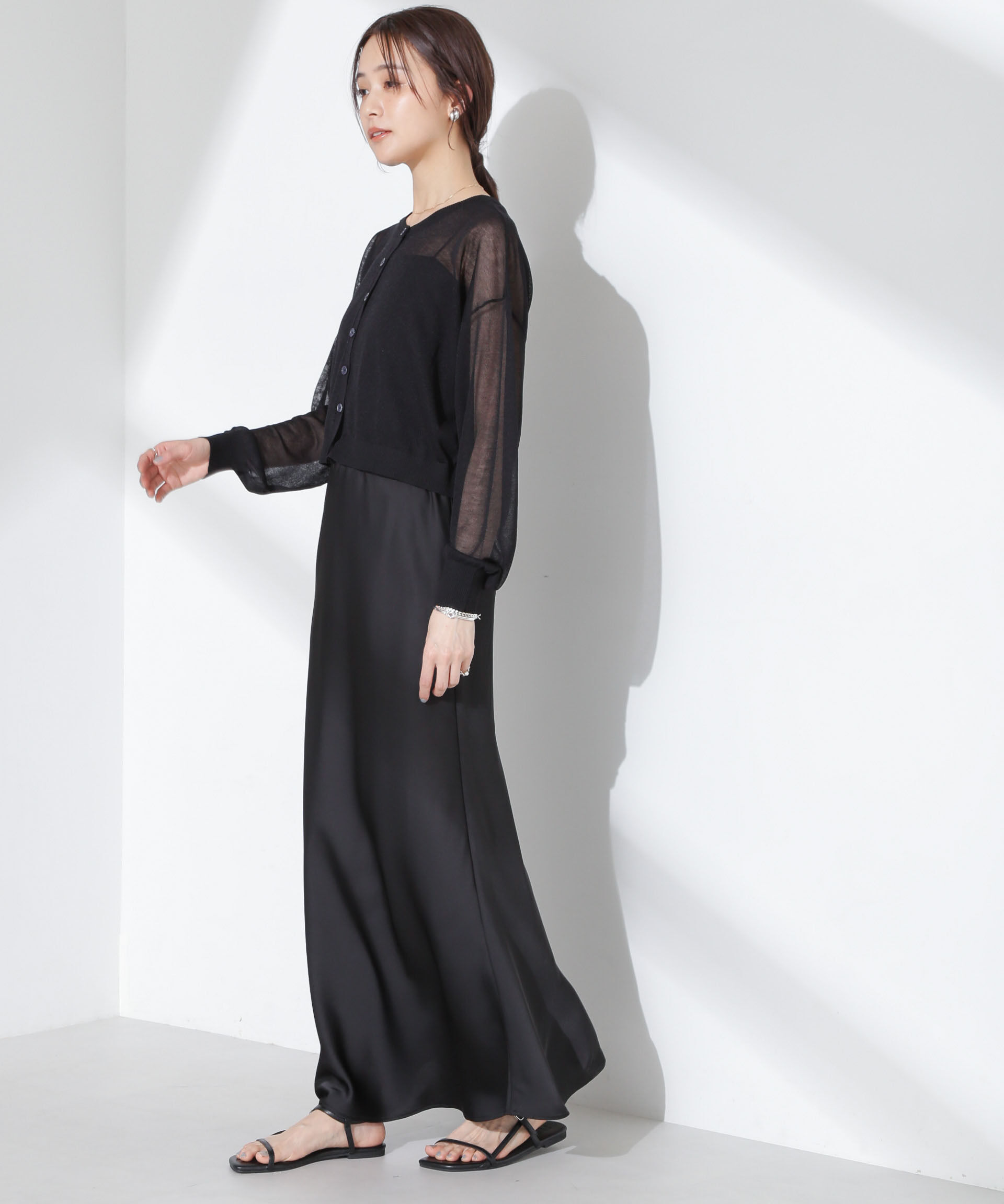 nano･universe「サテンフレアスカート」|スカート|