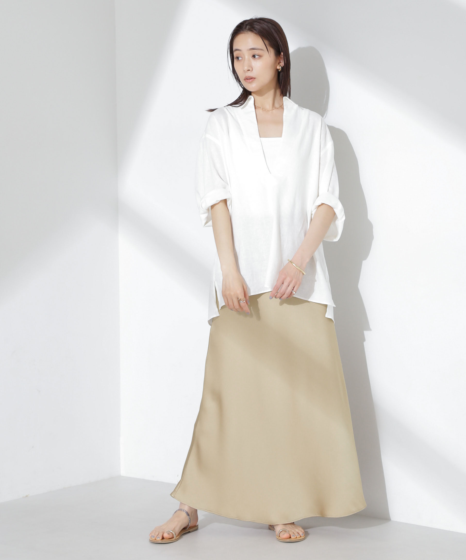 nano･universe「サテンフレアスカート」|スカート|