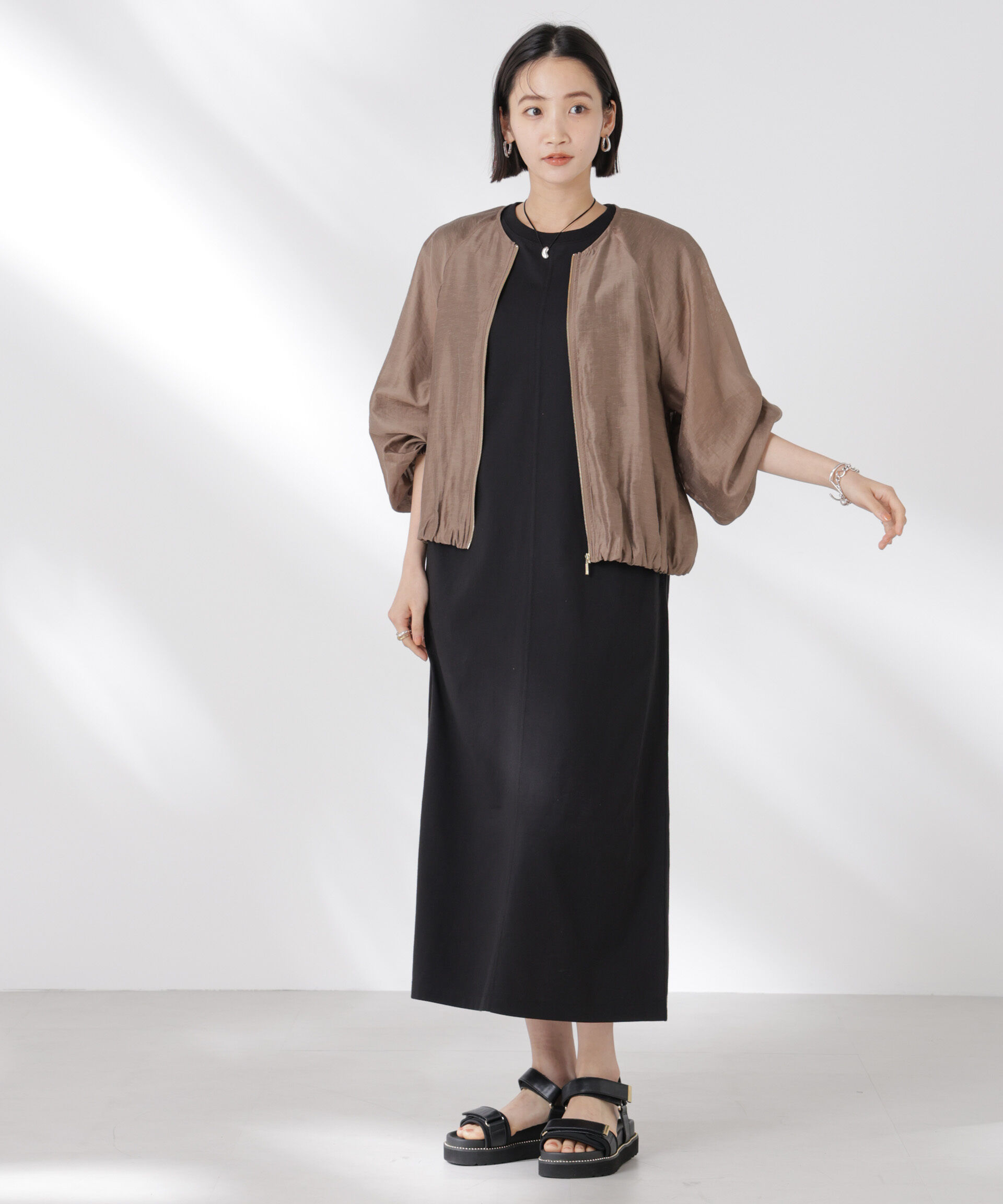 nano･universe「STORATECH 機能素材タックスリーブカットワンピース」|ワンピース|