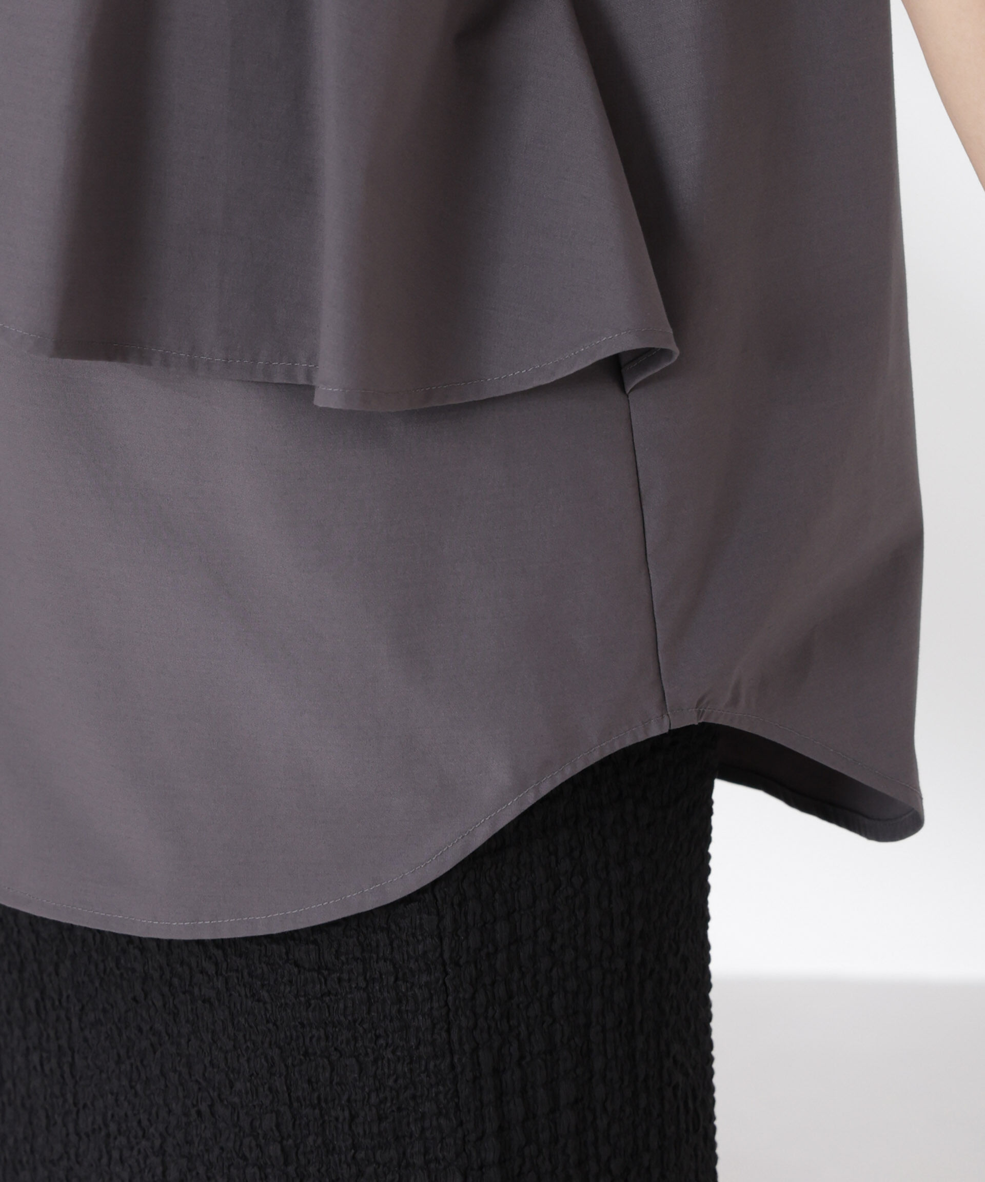 nano･universe「フロントフレアケープカラーノースリーブシャツ」|シャツ・ブラウス|