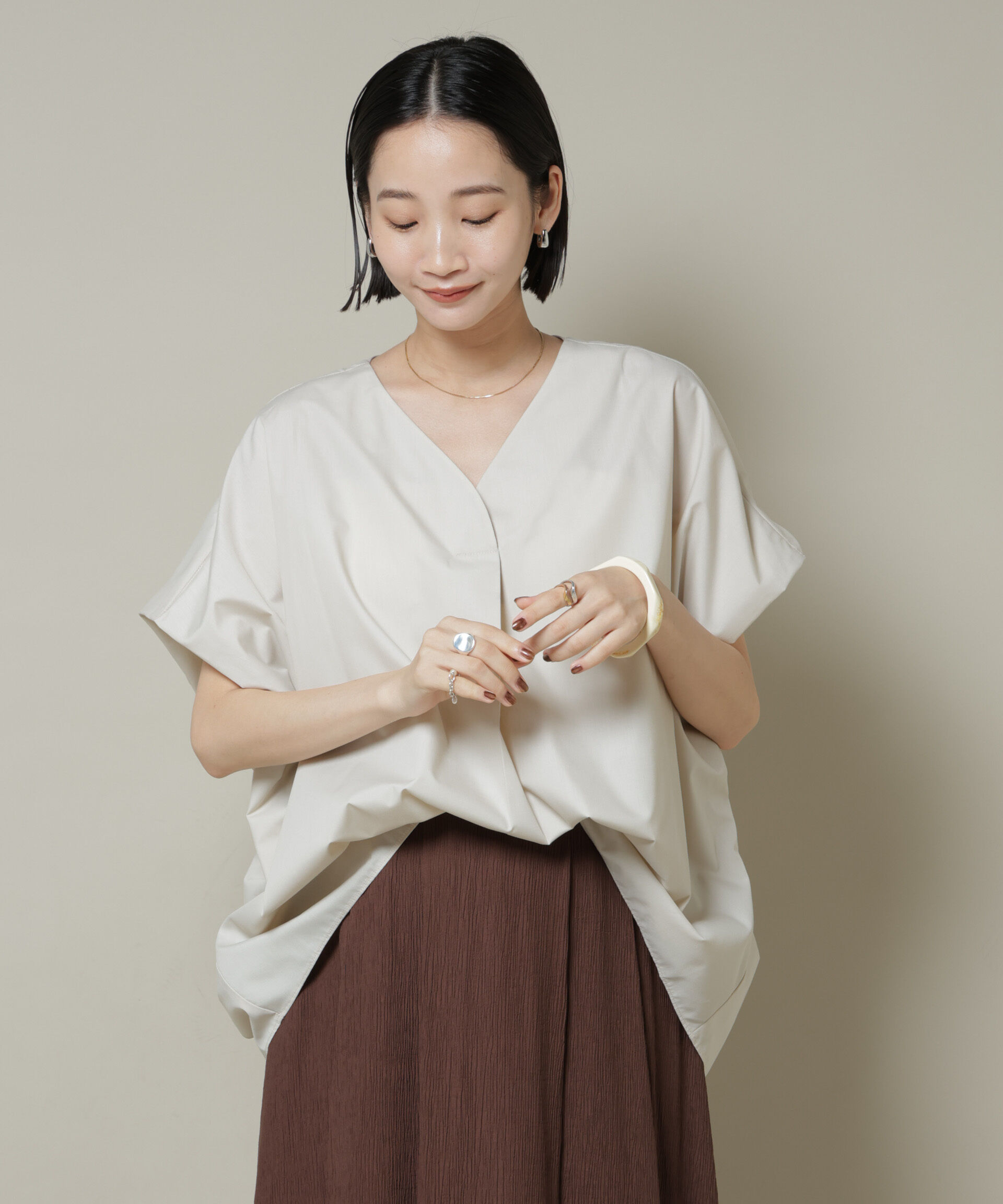 nano･universe「ドルマンワイドスキッパーブラウス」|シャツ・ブラウス|