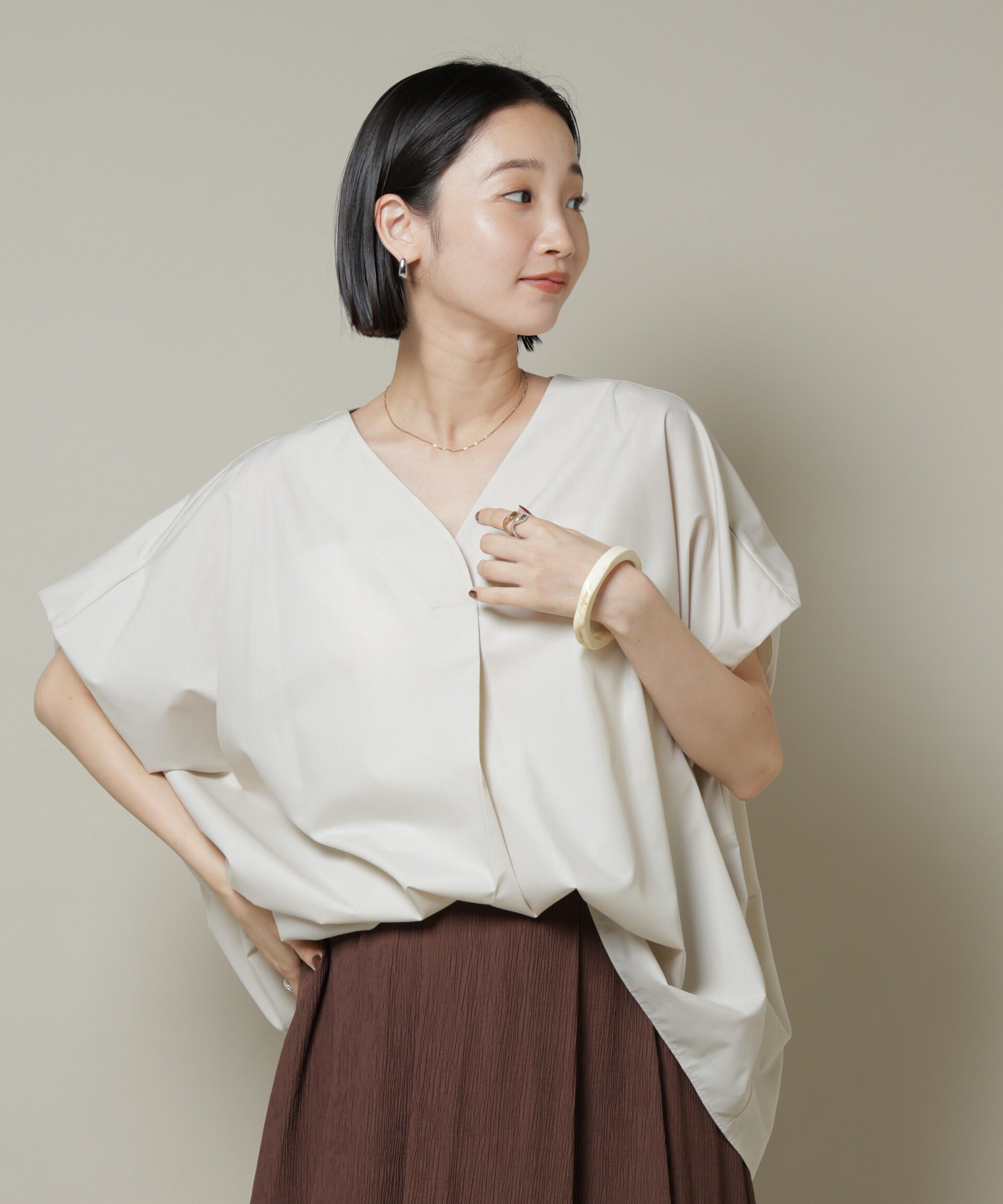 nano･universe「ドルマンワイドスキッパーブラウス」|シャツ・ブラウス|