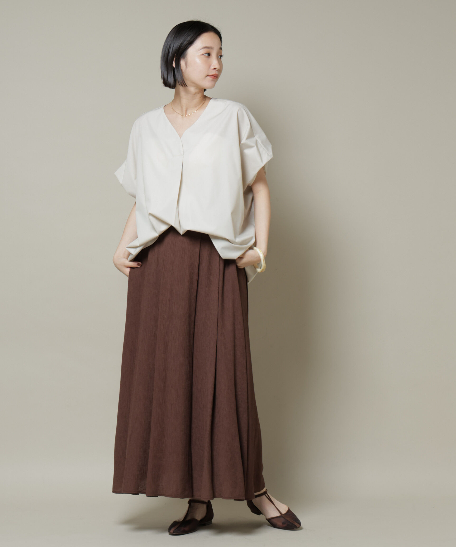 nano･universe「ドルマンワイドスキッパーブラウス」|シャツ・ブラウス|