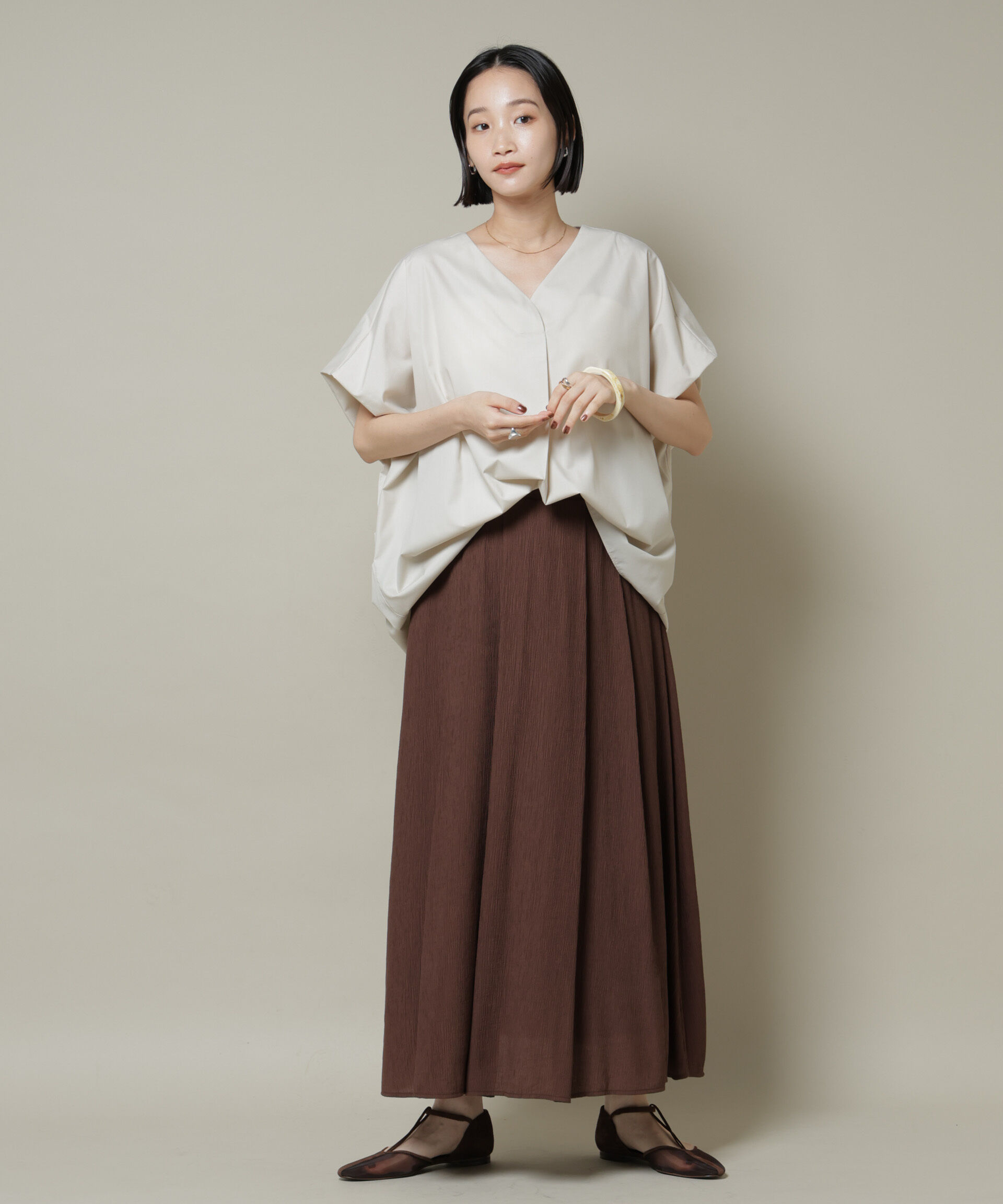 nano･universe「ドルマンワイドスキッパーブラウス」|シャツ・ブラウス|