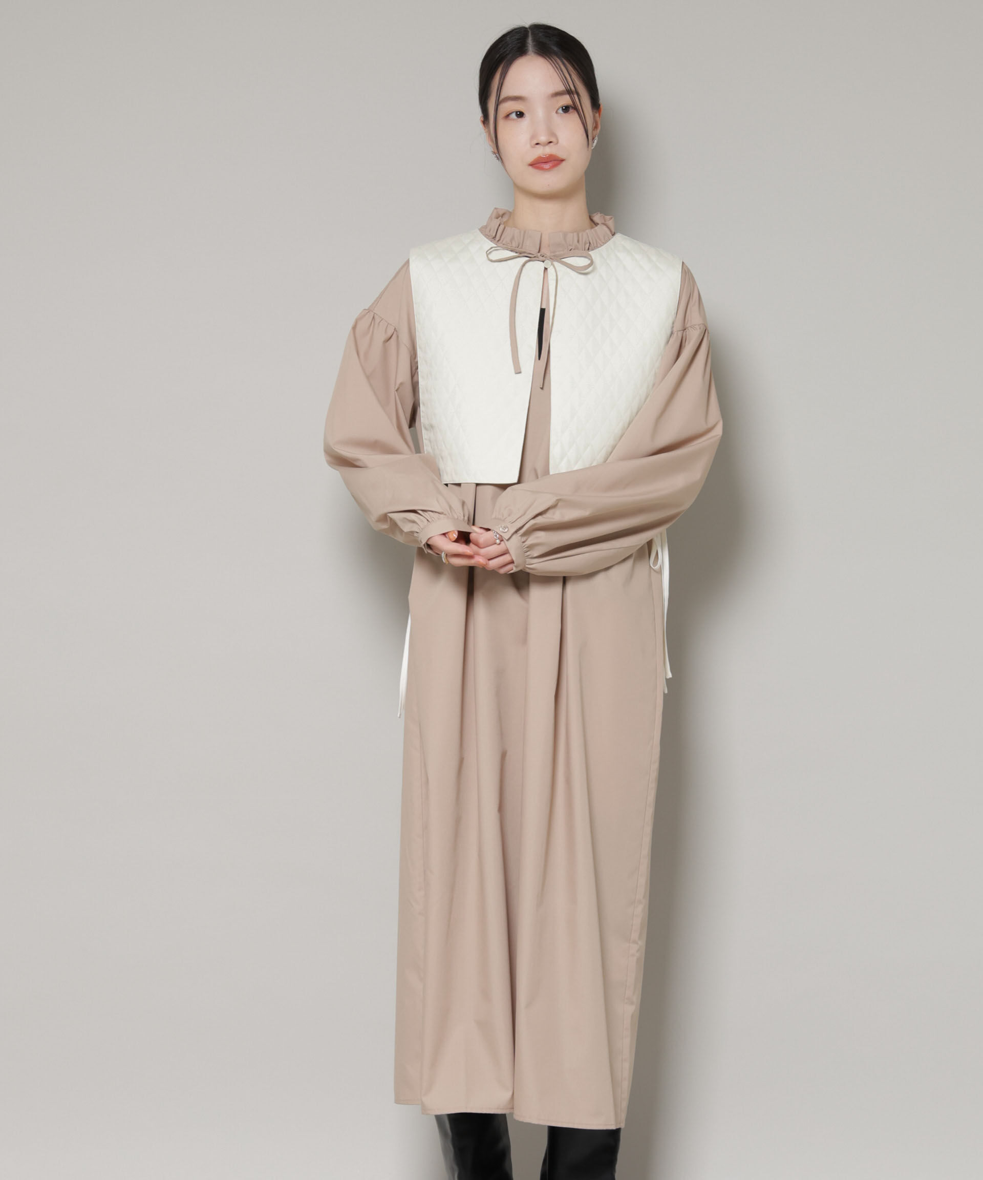 nano･universe「キルティングベスト&times;ギャザーワンピース アンサンブルセット」|ワンピース|