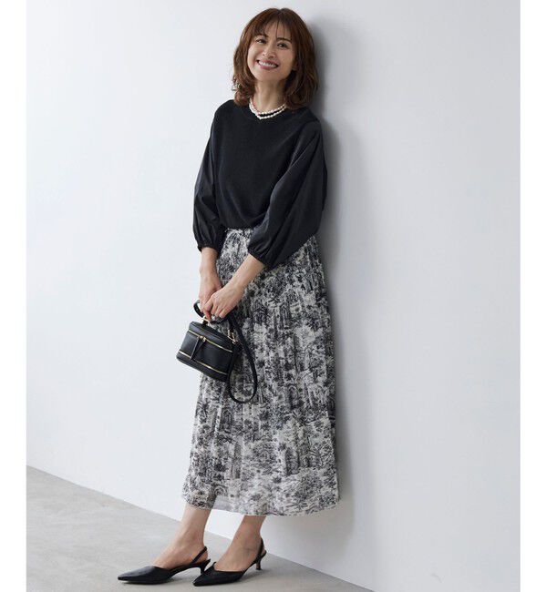 自由区「【カタログ掲載・洗える】ハイツイストコットンアセテート異素材コンビ トップス」|ニット・セーター|