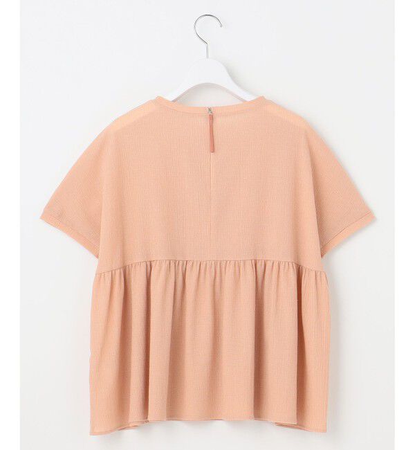 自由区「【洗える】リネンサッカーコンビペプラム カットソー」|Tシャツ・カットソー|