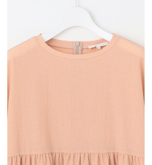 自由区「【洗える】リネンサッカーコンビペプラム カットソー」|Tシャツ・カットソー|