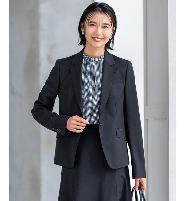 23区「【新色追加/セットアップ対応】ラフィーネウール 一つ釦 ジャケット」|テーラードジャケット|ブラック系