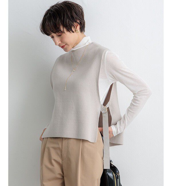 23区「【洗える】コットンリリー ニットベスト」|ニット・セーター|ﾗｲﾄｸﾞﾚ