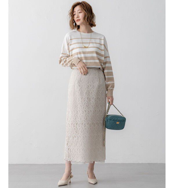 23区「【洗える】ジオメトリックレース Iライン スカート」|スカート|