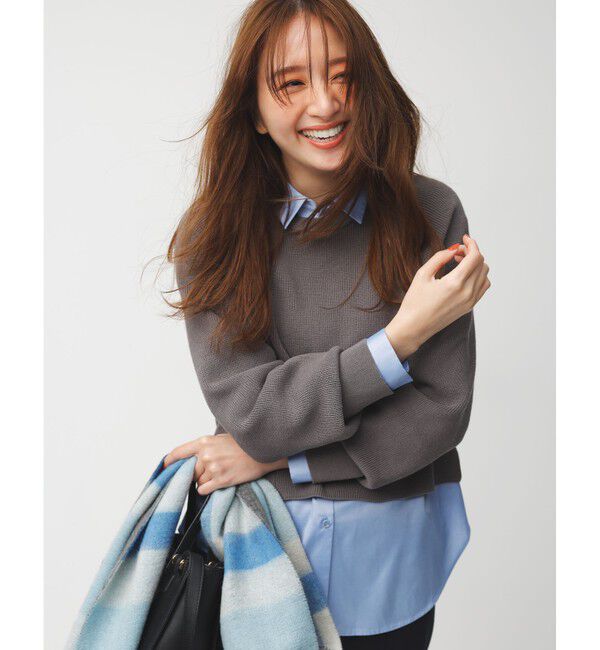 ANY SIS「【BAILA12月号掲載・貴島明日香さんコラボ】ニットレイヤード シャツ ツインセット」|ニット・セーター|ﾁｬｺｰﾙ&times;ﾌ
