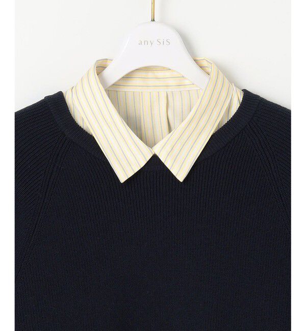 ANY SIS「【BAILA12月号掲載・貴島明日香さんコラボ】ニットレイヤード シャツ ツインセット」|ニット・セーター|