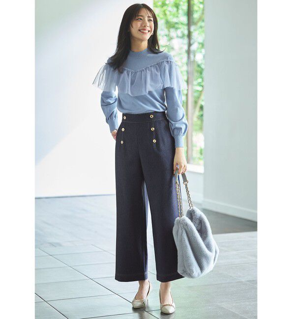 ANY SIS「【洗える】フリルチュールコンビ ニット」|ニット・セーター|