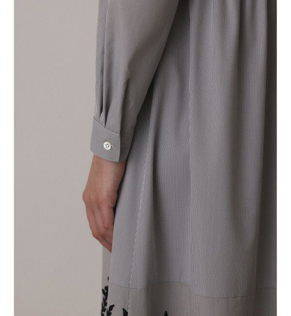  「ストライプ刺繍ワンピース」|ワンピース|