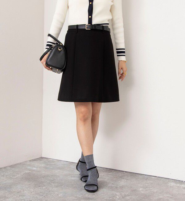 NOLLEY'S「ストレッチカルゼショートスカート」|台形|ブラック