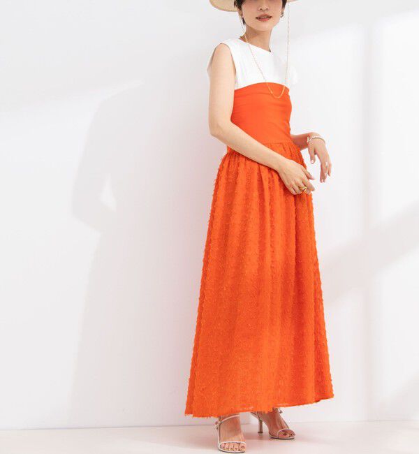 NOLLEY'S「2WAYカットジャガードドッキングワンピース」|ワンピース|オレンジ