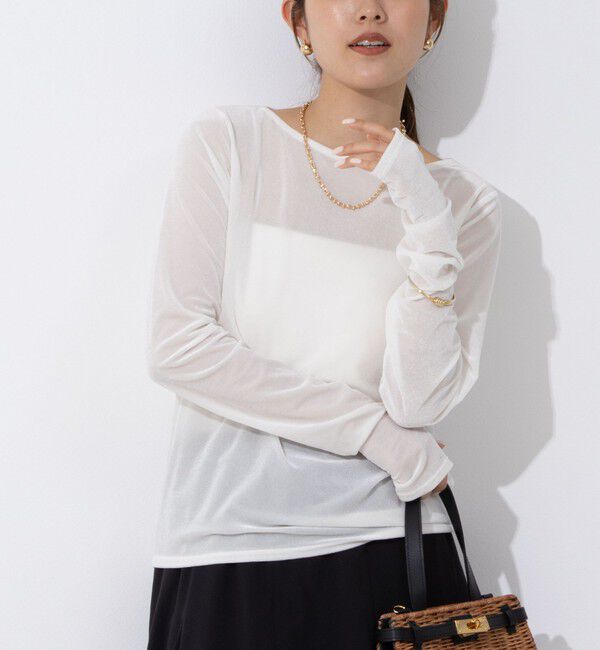 NOLLEY'S「シアーベロアロンT」|Tシャツ・カットソー|ホワイト