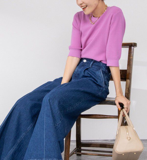 NOLLEY'S「《手洗い可能》ESPOIR 16G片畦5分袖プルオーバーニット」|ニット・セーター|