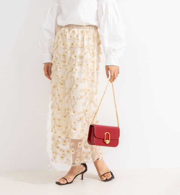 NOLLEY'S「《セットアップ対応》ウォッシャブルチュール刺繍タイトスカート」|タイト|