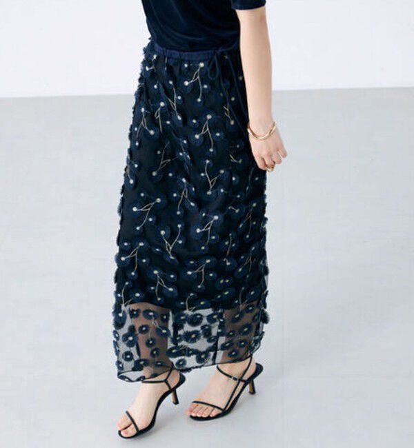 NOLLEY'S「《セットアップ対応》ウォッシャブルチュール刺繍タイトスカート」|タイト|