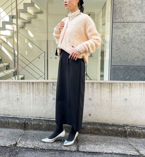 Rie Miller「《セットアップ対応》ファンシーツイード風スパンコール入りVネックカーディガン」|カーディガン|