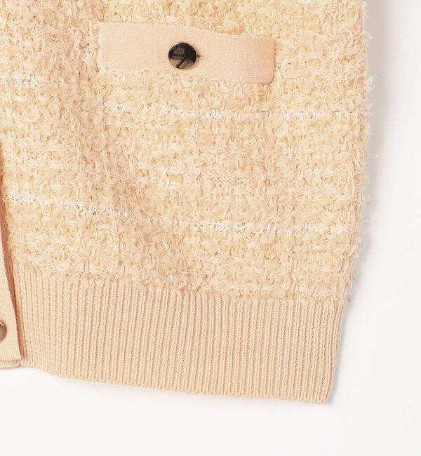 Rie Miller「《セットアップ対応》ファンシーツイード風スパンコール入りVネックカーディガン」|カーディガン|