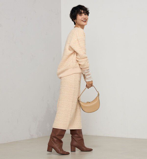 Rie Miller「《セットアップ対応》ファンシーツイード風スパンコール入りVネックカーディガン」|カーディガン|