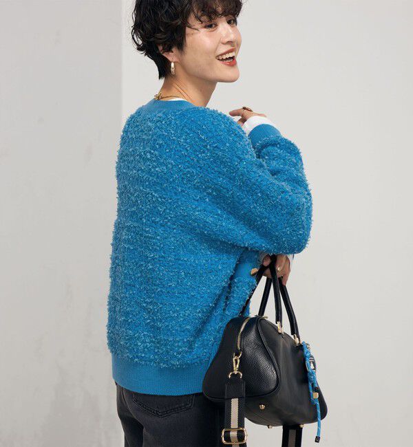 Rie Miller「《セットアップ対応》ファンシーツイード風スパンコール入りVネックカーディガン」|カーディガン|