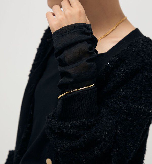 Rie Miller「《セットアップ対応》ファンシーツイード風スパンコール入りVネックカーディガン」|カーディガン|