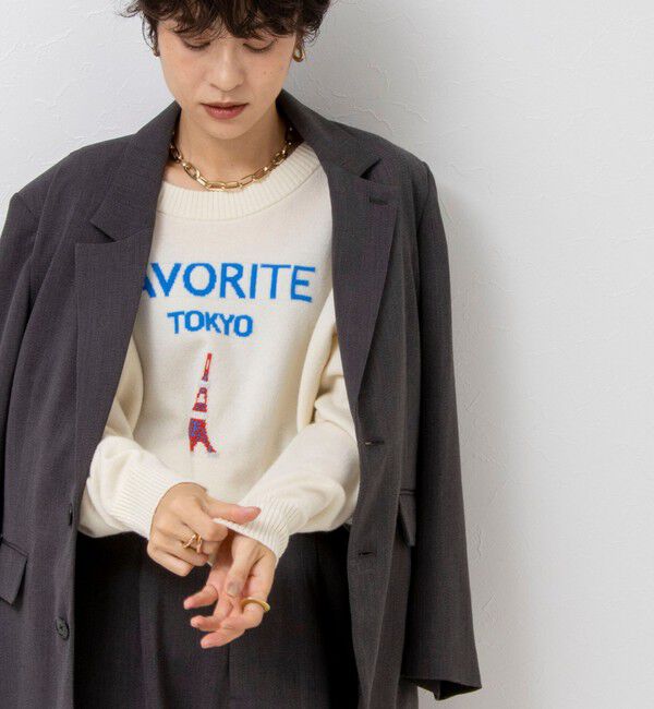 Rie Miller「《手洗い可能》ロゴジャガード2WAYニット(タワー)」|カーディガン|